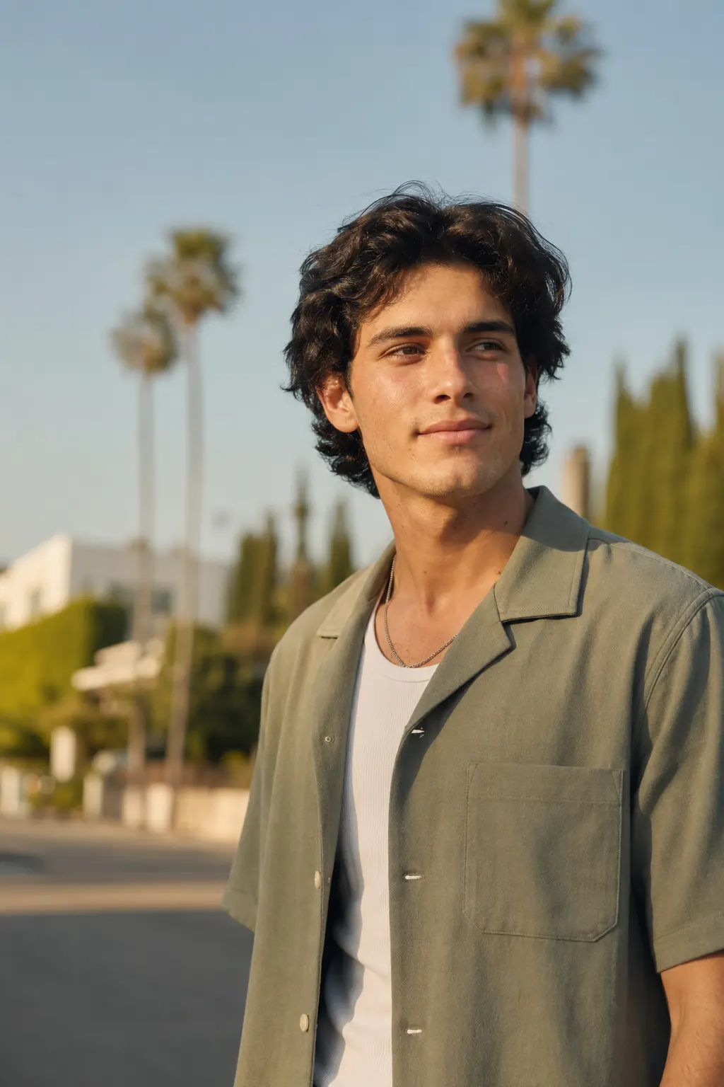 Young adult with clear vision in warm Los Angeles light after keratoconus treatment at Berg-Feinfield