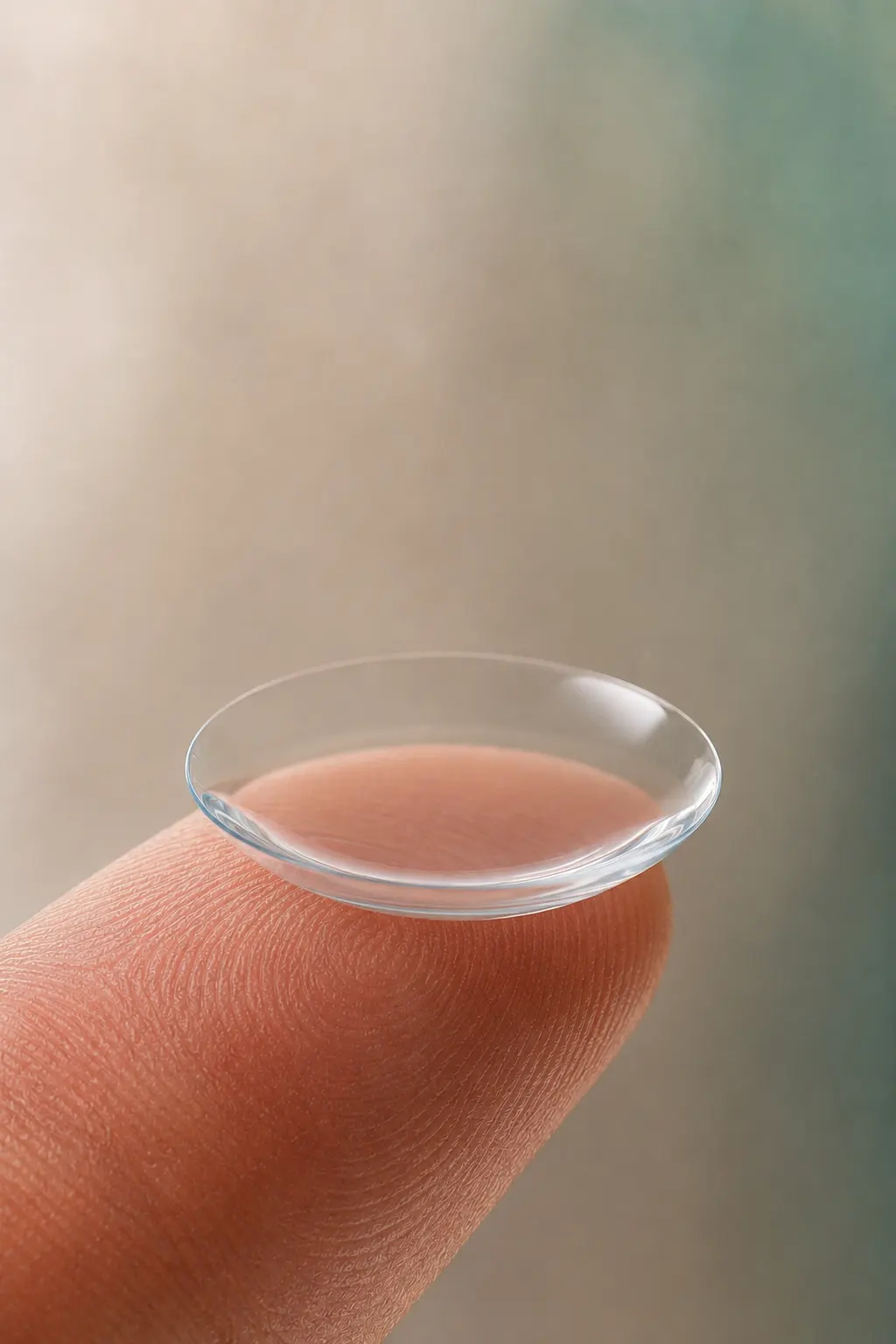 Custom scleral contact lens on a fingertip — specialty lens fitting for keratoconus at Berg-Feinfield, Los Angeles