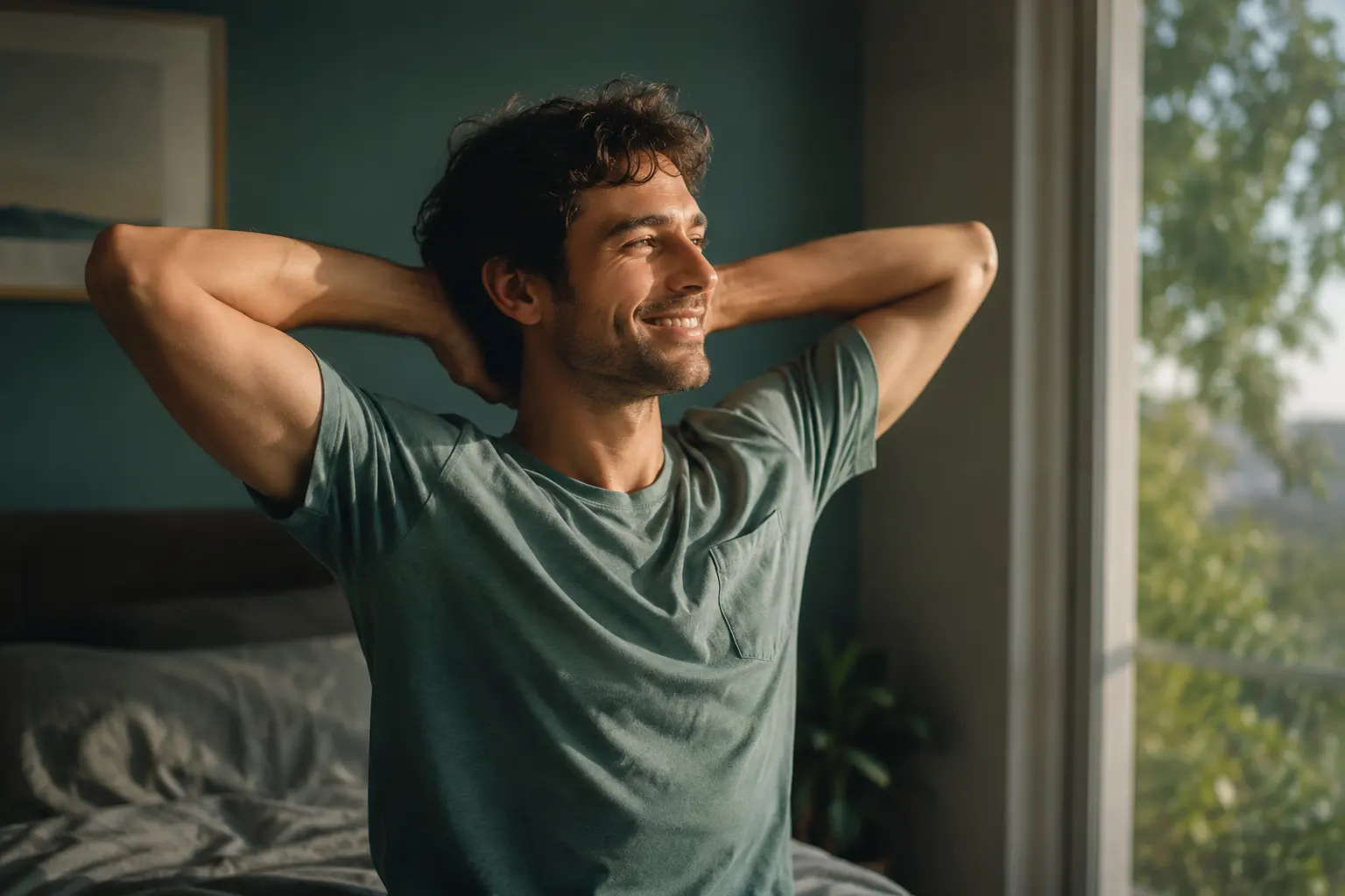 Patient enjoying clear vision the morning after LASIK recovery in Los Angeles