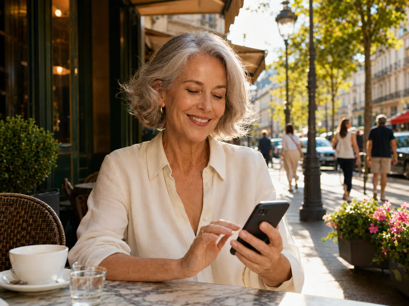 Patient enjoying reading, screen, and distance vision after Clareon PanOptix Pro trifocal lens surgery in Los Angeles