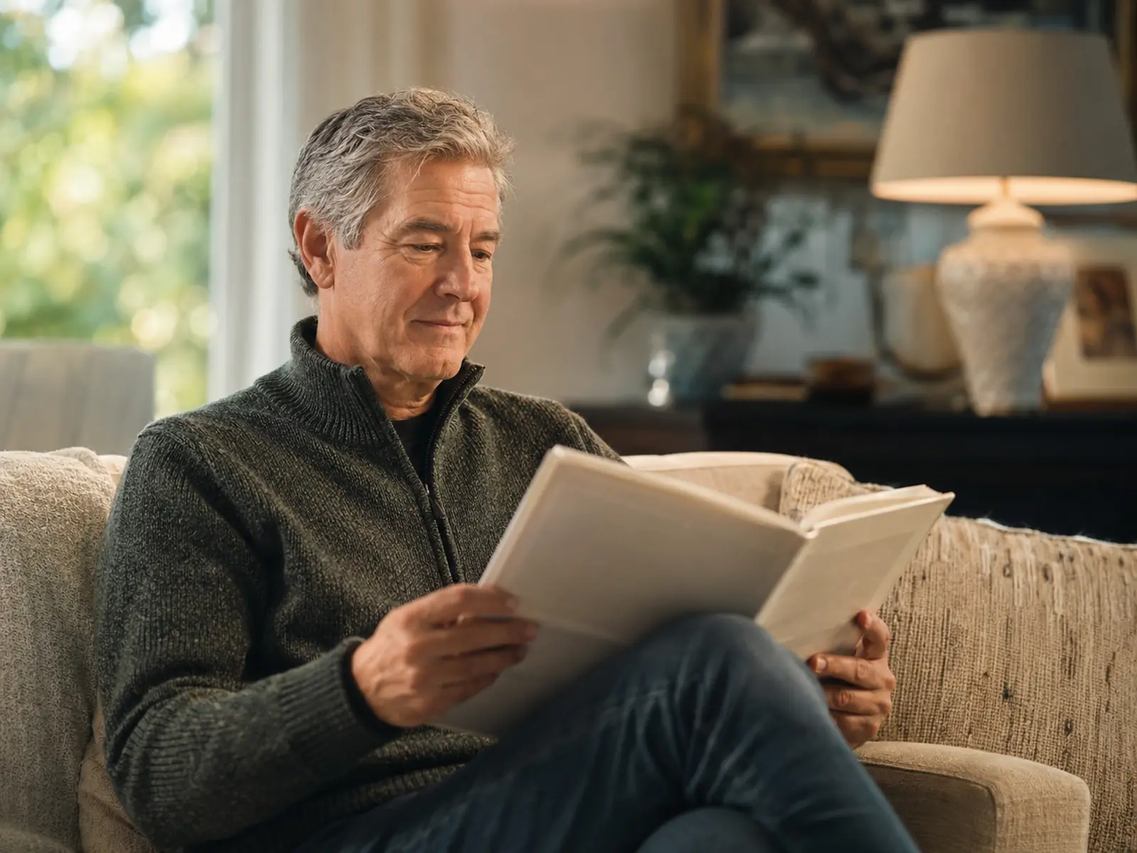 Patient reading comfortably without glasses after TECNIS Odyssey full-range lens cataract surgery in Los Angeles