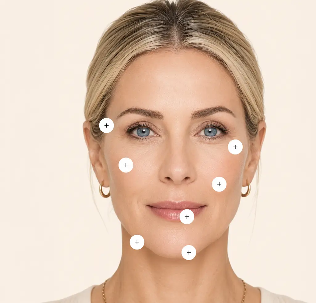 Common facial areas treated at Berg-Feinfield — Botox and dermal filler regions in Los Angeles